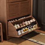 Load image into Gallery viewer, 31.4'' Modern Wooden Flip-Door Shoe Cabinet Slim Space-Saving Entryway Storage Organizer