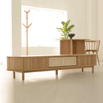 Load image into Gallery viewer, 70.2'' TV Stand Sliding Rolling Door Rattan TV Console Media Cabinet for Modern Living