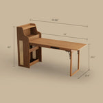 Load image into Gallery viewer, 69" Rattan Cabinet Murphy Dining Table Set with USB Charging