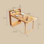 Load image into Gallery viewer, 62" Wall-Side Murphy Foldable Dining Table with Integrated Shelf Storage