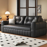 Load image into Gallery viewer, Modern Black Leather Sofa Bed with Pull-Out Sleeper Convertible 2-in-1 Couch