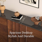 Load image into Gallery viewer, 62.9'' Modern Walnut Sideboard Fluted Wood Storage Cabinet with Metal Frame and Doors
