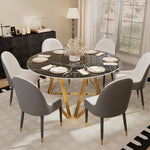 Load image into Gallery viewer, Round Marble Dining Table Modern Gold Metal Base with Lazy Susan
