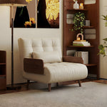 Load image into Gallery viewer, Modern Faux Leather Sofa Bed Convertible Sleeper Couch with Wood Armrests Tufted Design