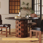 Load image into Gallery viewer, Round Dining Table Solid Wood Base and Slate Top Elegant Dining Room Furniture