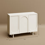 Load image into Gallery viewer, 3 Door Sideboard Modern Cabinet Matte White Finish Adjustable Shelves Irregular Veneer Solid Wood Legs