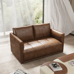 Load image into Gallery viewer, Modern Brown Faux Leather Sofa with Deep Cushions & Clean Lines
