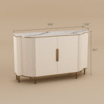 Load image into Gallery viewer, 54.6" Elegant Cream White Sideboard Buffet Cabinet with Adjustable Shelves