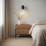 Load image into Gallery viewer, Modern Nightstand with Black Metal Legs Natural Wood Finish & Spacious Drawer