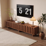 Load image into Gallery viewer, 70.8'' Japanese-Style Wood TV Stand with Carved Sliding Doors Minimalist Low Media Console