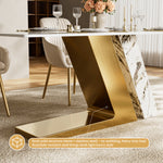 Load image into Gallery viewer, Elegant Marble Dining Table with Gold Accents
