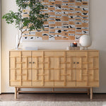 Load image into Gallery viewer, 63" Modern Geometric Solid Wood Sideboard Storage Cabinet with Sculptural Door Design