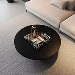 Load image into Gallery viewer, Black Round Coffee Table with Marble-Pattern Pedestal Base for Contemporary Living Rooms