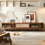 Load image into Gallery viewer, 70.2'' TV Stand Sliding Rolling Door Rattan TV Console Media Cabinet for Modern Living