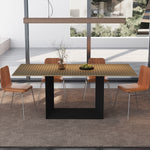 Load image into Gallery viewer, 62.4''/70.2'' Manhattan Sintered Stone Dining Table Geometric Base Modern Luxury Scratch-Resistant Surface