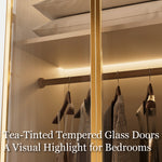 Load image into Gallery viewer, Modern Luxury Six-Door Closet Wardrobe in Champagne Gold and White with Glass Accents & Spacious Storage