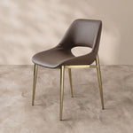 Load image into Gallery viewer, Modern Brown Dining Chair with Cutout Back and Gold Metal Legs 1 Piece