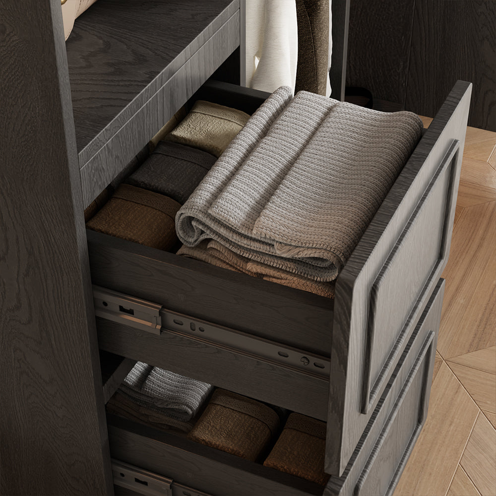 Modern Black Three-Door Wardrobe with Drawers Eco-Friendly Design & Elegant Storage