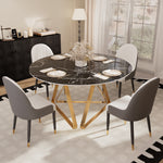 Load image into Gallery viewer, Round Marble Dining Table Modern Gold Metal Base with Lazy Susan