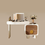 Load image into Gallery viewer, White Makeup Vanity Table with Mirror Stool Storage Cabinet