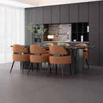 Load image into Gallery viewer, Set of 2 Modern Faux Leather Dining Chair with Curved Backrest Upholstered Seat Carbon Steel Legs Minimalist Dining Room Chair