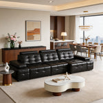 Load image into Gallery viewer, Luxury Sofa Black Genuine Leather Electric Power Recliner with Smart Voice Control for Ultimate Comfort