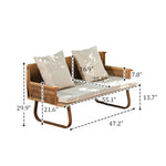Load image into Gallery viewer, 55.1" Outdoor PE Rattan Loveseat with Cushioned Seat and Pillow Backrest
