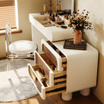 Load image into Gallery viewer, White Makeup Vanity Table with Mirror Stool Storage Cabinet