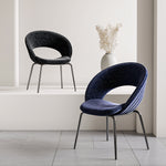 Load image into Gallery viewer, Modern Black Curved Dining Chair with Stainless Steel Legs Minimalist Accent Chair 1 Piece