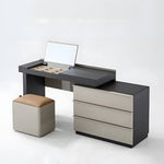Load image into Gallery viewer, Gray Makeup Vanity Table with Mirror and Stool Storage Drawers