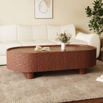 Load image into Gallery viewer, 54.6''Walnut Oval Coffee Table Hammered Texture Design Modern Minimalist