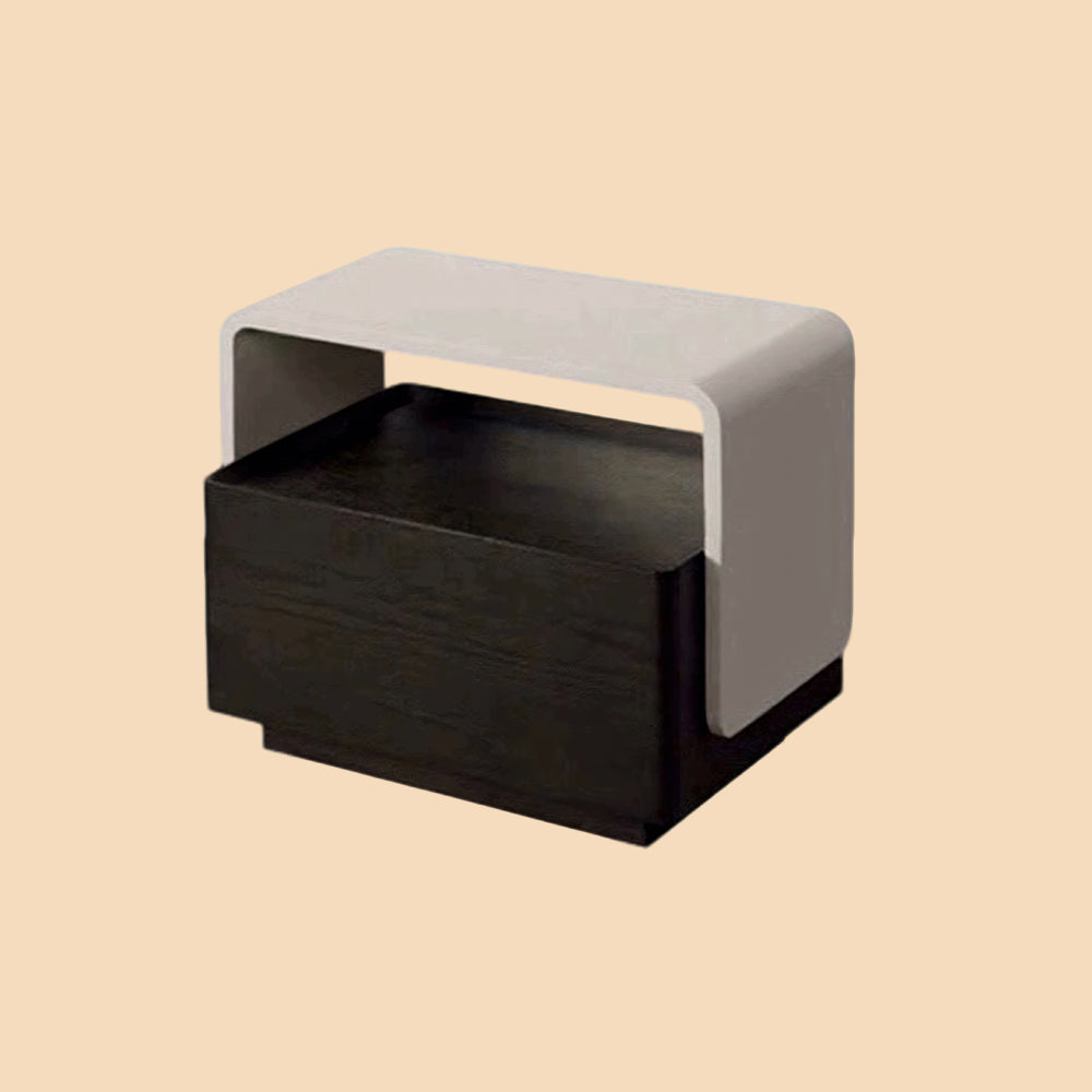 Black Nightstand Silent Rails Solid Wood Drawer