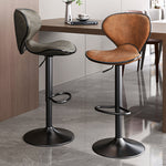 Load image into Gallery viewer, Modern Adjustable Swivel Bar Stool Brown Faux Leather Seat Black Metal Base Counter Height Bar Chair 1 Piece