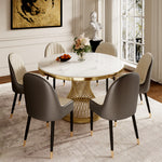 Load image into Gallery viewer, Elegant Round Sintered Stone Dining Table Gold Metal Base