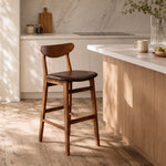 Load image into Gallery viewer, Modern Solid Wood Bar Stool with Upholstered Seat Minimalist Counter Chair 1 Piece