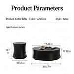 Load image into Gallery viewer, Modern Black Round Coffee Table Set Drum Shape Living Room Nesting Tables