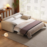 Load image into Gallery viewer, 76" Beige Sleeper Sofa with 3.9" Thick Spring Mattress Modern Space-saving Design