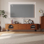 Load image into Gallery viewer, Mid-Century Modern TV Stand with Dual Arch Doors and 4 Solid Wood Drawers