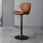 Load image into Gallery viewer, Modern Adjustable Swivel Bar Stool Brown Faux Leather Seat Black Metal Base Counter Height Bar Chair 1 Piece