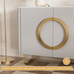Load image into Gallery viewer, 62.4" Sleek Modern White and Gold Buffet Cabinet with Circular Accents