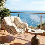 Load image into Gallery viewer, Outdoor Papasan Lounge Chair with Plush Cushion and Rope Weave Frame