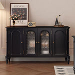 Load image into Gallery viewer, 59.1'' Modern Black Sideboard Cabinet Arched Glass Door Storage Buffet Cabinet for Dining Room