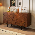 Load image into Gallery viewer, 55.1"/70.8"Modern Walnut Sideboard Geometric Storage Cabinet with Metal Legs