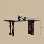 Load image into Gallery viewer, Modern Sculptural Dining Table Solid Wood Black Finish Pedestal Base Minimalist Dining Table