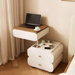 Load image into Gallery viewer, Convertible Vanity Desk with LED Mirror Transforms into Nightstand Height Adjustable Makeup Table with Storage Drawers