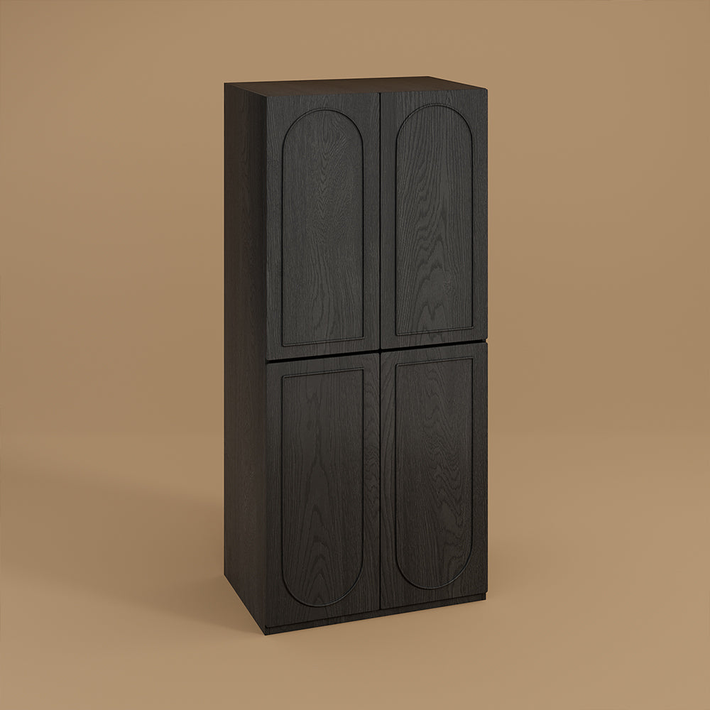 78" Modern Double-Door Wardrobe in Dark Wood Finish with Divided Storage