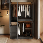 Load image into Gallery viewer, Modern Black Three-Door Wardrobe with Drawers Eco-Friendly Design & Elegant Storage