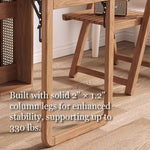 Load image into Gallery viewer, 69'' Rattan Dining Cabinet Table Set Foldable Storage Multi-Chair Design Solid Wood Finish