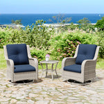 Load image into Gallery viewer, Outdoor Swivel Wicker Lounge Chair Set with Cushions and Matching Side Table