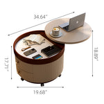 Load image into Gallery viewer, Modern Round Side Table with Hidden Storage and Drawers on Wheels